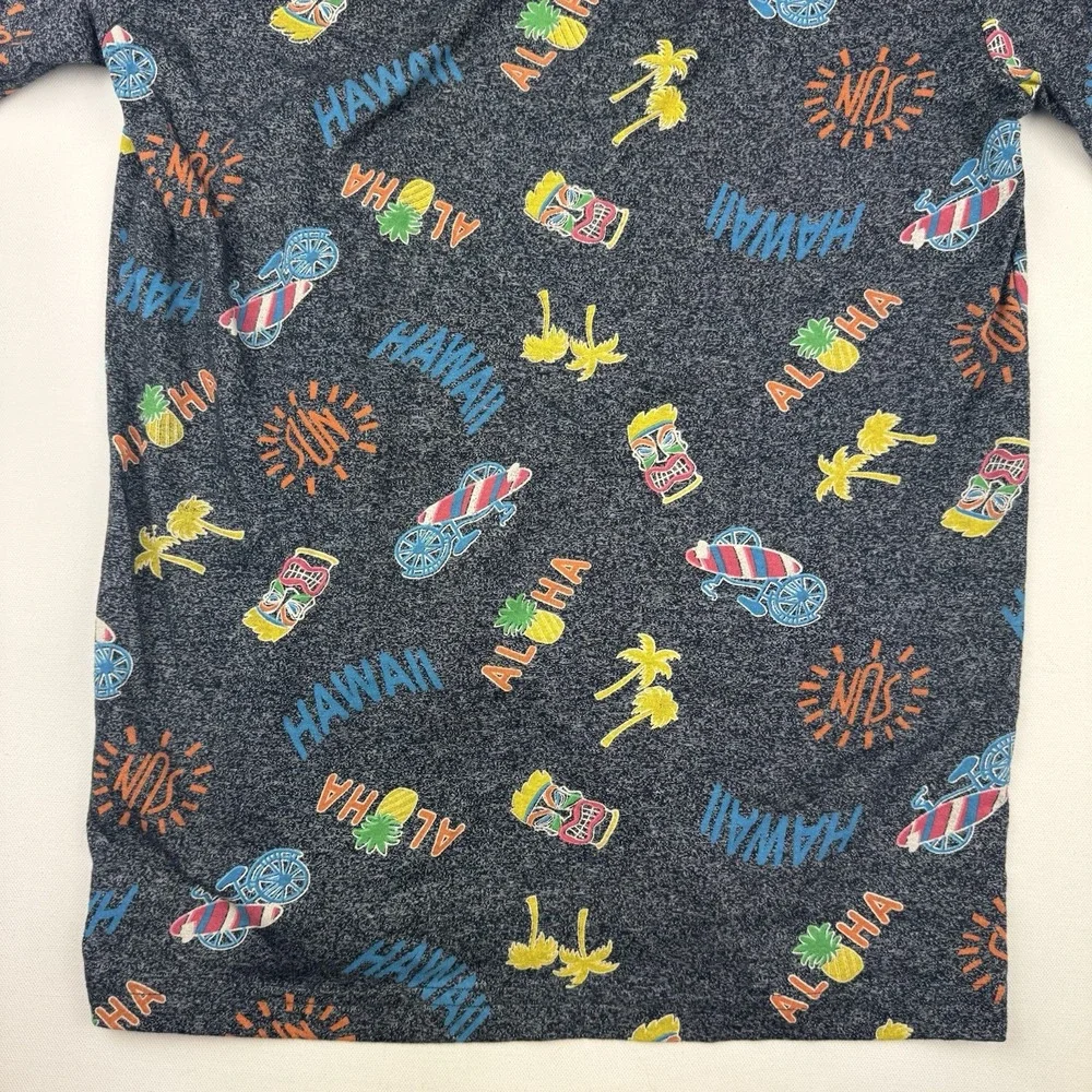 Free Planet Boys L 14 16 Hawaiian Tiki Aloha Surf Henley Shirt Tropical